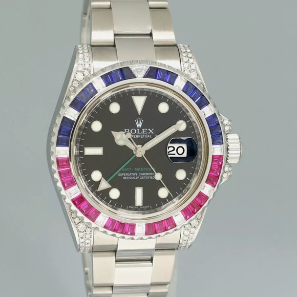 MINT MEN'S ROLEX 40MM ICED SAPPHIRE WATCH - Picture 3 of 7